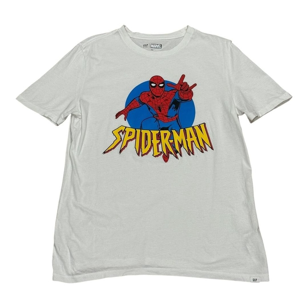 Marvel Spider-Man Shirt Boys 2XL XXL White Graphic Comic Tee GAP Kids Superhero